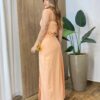 Vestido Longo Magie com Bojo Detalhe em Flores e Fenda Lateral - Fernanda Ramos Store