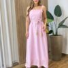 Vestido Longo Zoe sem Bojo Detalhe nas Alças e Amarração Lilás - Fernanda Ramos Store