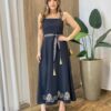 Vestido Longo Zoe sem Bojo Detalhe nas Alças e Amarração Preto - Fernanda Ramos Store