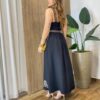 Vestido Longo Zoe sem Bojo Detalhe nas Alças e Amarração Preto - Fernanda Ramos Store