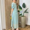 Vestido Manga Curta Feminino Indiano Bordado Dourado Verde - Fernanda Ramos Store