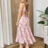 Vestido Midi Eloá com Bojo Amarração nas Costas Floral Rosa - Fernanda Ramos Store