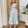 Vestido Midi Eloá com Bojo Amarração nas Costas Floral Verde - Fernanda Ramos Store