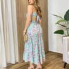 Vestido Midi Eloá com Bojo Amarração nas Costas Floral Verde - Fernanda Ramos Store