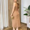 Vestido Midi Maria Alice sem Bojo Abertura Frontal Chocolate - Fernanda Ramos Store