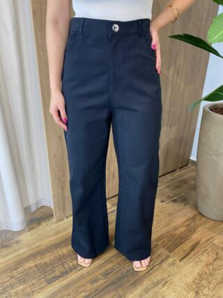 Calça Feminina Sarja Pantalona Candy Preta - Fernanda Ramos Store